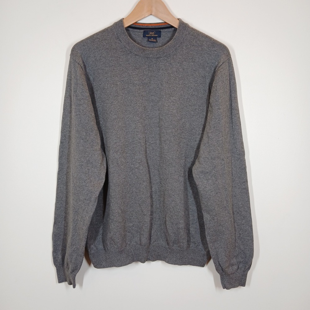 Brooks Brothers Sweater Mens M Grey Cotton Cashmere Crewneck Long Sleeve 346